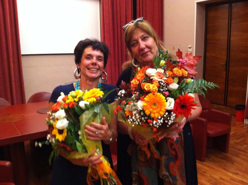 Elisabetta and Gabriella with flowers